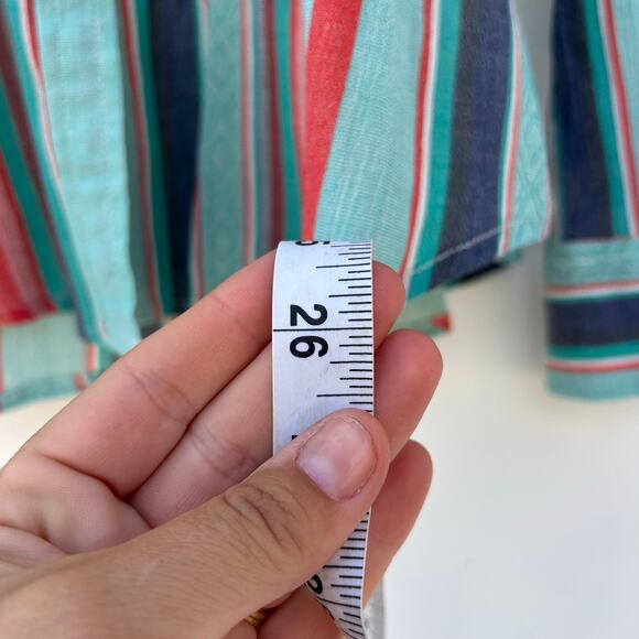 Vintage Ralph Lauren Women’s LRL Cotton Striped Button Down Shirt Large Teal - Picture 10 of 11